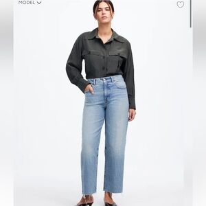 Madewell Perfect Vintage Wide Leg Crop Jean Hallstead Wash Comfort Stretch 33